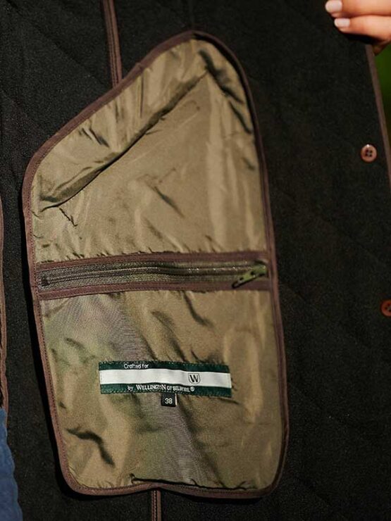 Wellington, Harris Tweed damesjas gesteppt met Polarfleece Olijfgroen - Afbeelding 2