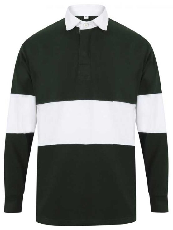 Classic Rugby Shirt, dark green white Stripe