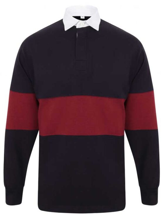 Classic Rugby Shirt, blauw bordeau streep