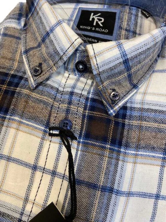 Shirt King's Road, Blauw Ruit, Zware Flannel - Afbeelding 2