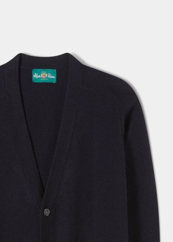 Alan Paine Lamswol Vest, Cardigan Navy - Afbeelding 2