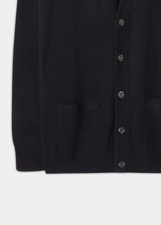 Alan Paine Lamswol Vest, Cardigan Navy - Afbeelding 3