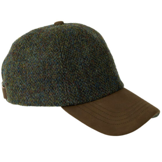 Harris tweed Baseball Cap Forest Green