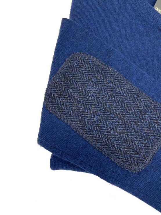Pullover lambswool met Harris Tweed details Blauw - Afbeelding 2
