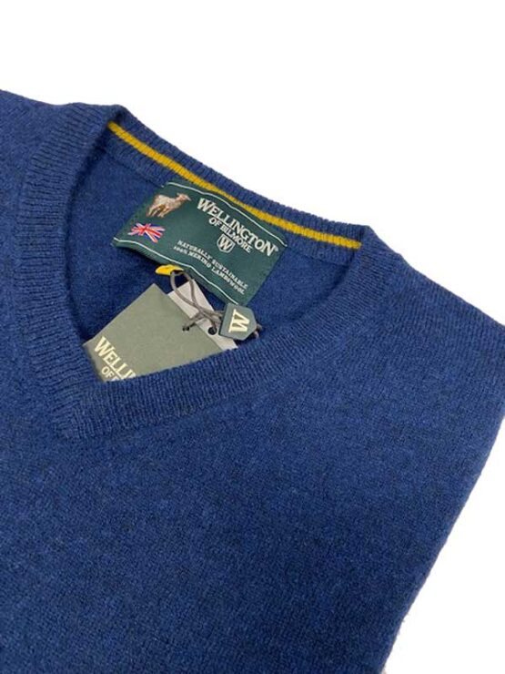 Pullover lambswool met Harris Tweed details Blauw - Afbeelding 3