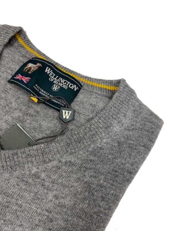 Pullover lambswool met Harris Tweed details Grijs - Afbeelding 2