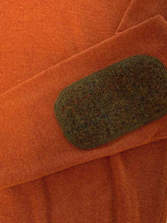 Pullover Merinowool met Harris Tweed details Oranje - Afbeelding 2