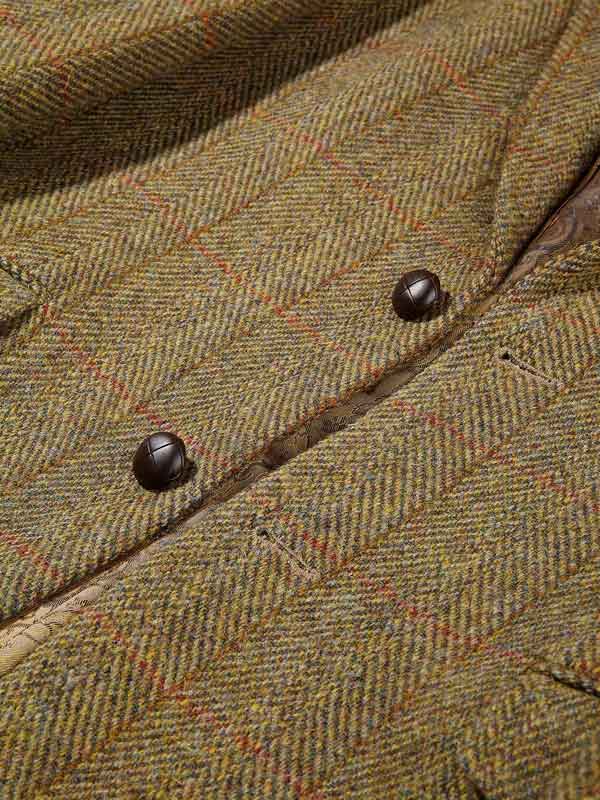 Harris Tweed Jacket Leather Buttons- Mustard - Afbeelding 3