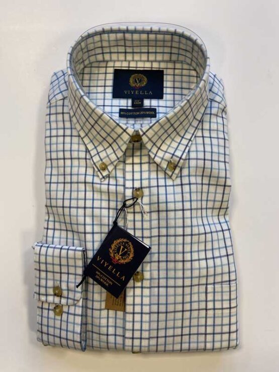 Flannel Shirt Viyella Blauw Ruit
