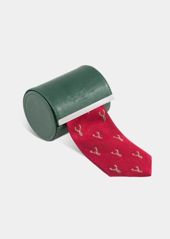 Country Stropdas, Ripon Silk, Hert Dessin Rood