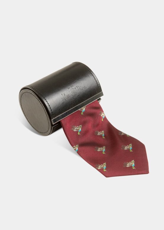 Country Stropdas, Ripon Silk, Eend dessin bordeaux