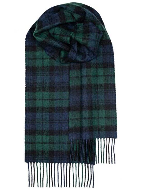 Lamswollen Shawl, Black Watch Modern