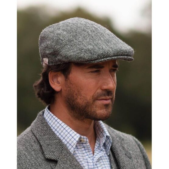 Flat Cap 601 Harris Tweed Grijs Visgraat