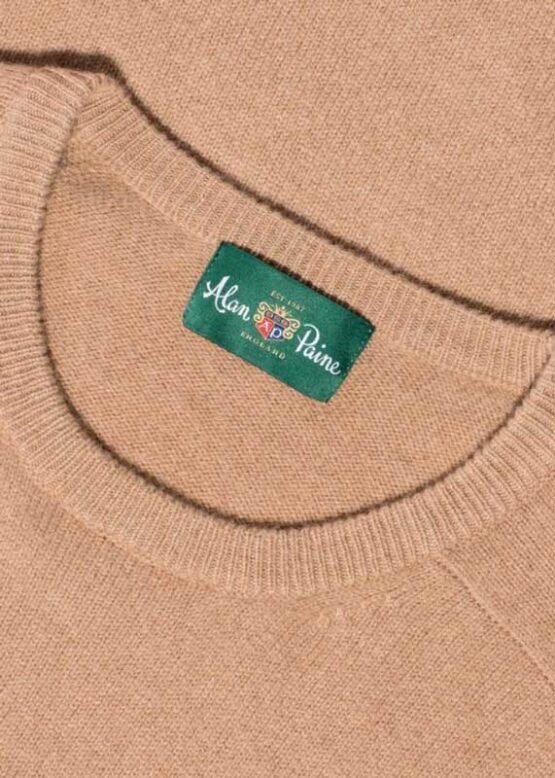 Alan Paine Lamswol Pullover Ronde-hals, Updated Fit - Camel