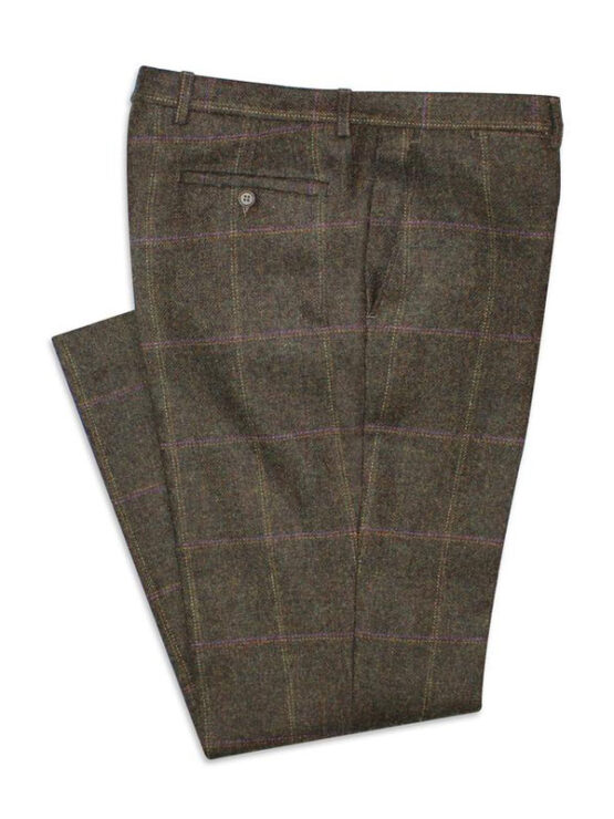 Yorkshire Tweed Pantalon, Mens Tweed Trousers - Green