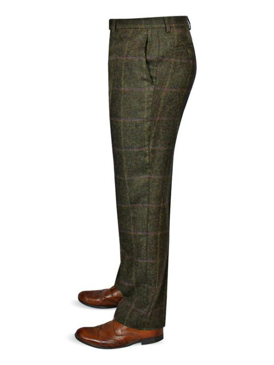Yorkshire Tweed Pantalon, Mens Tweed Trousers - Green - Afbeelding 2