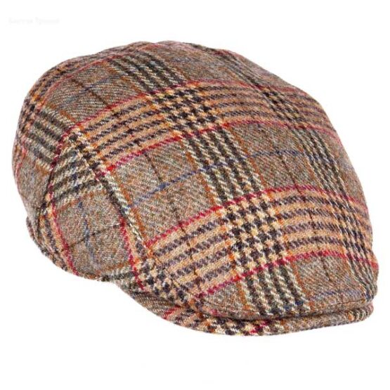 Tweed Flat Cap, Bruin/beige geruit