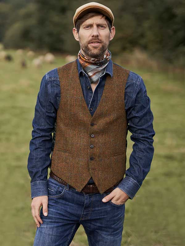 Harris_Tweed_Vestje_Tailor_Zonder_Revers_In_Country_Classic