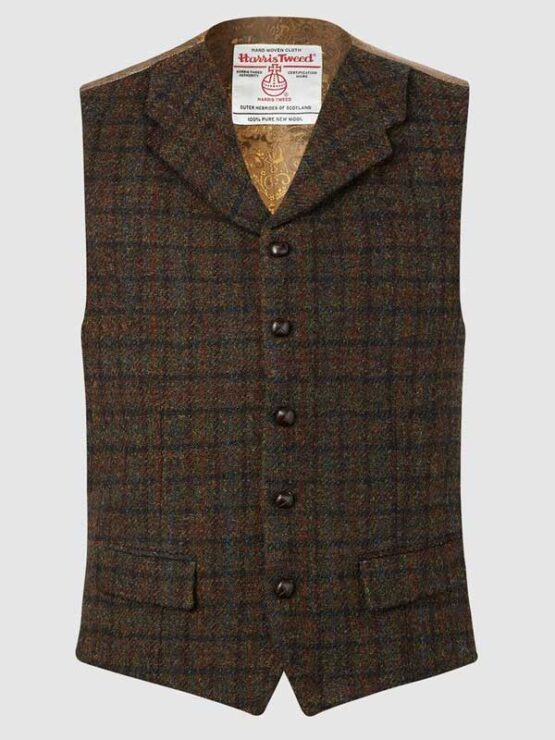 Harris Tweed Vestje, Angus Waistcoat - Brown Multi
