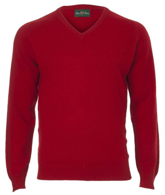 Alan Paine Lamswol Pullover V-hals, Updated Fit - Red - Afbeelding 4