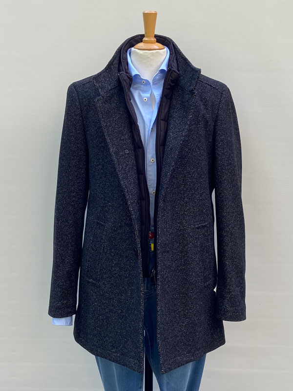 Duke’s Forest Overjas Met Kraag Inzet Grijs Mellée - Afbeelding 4