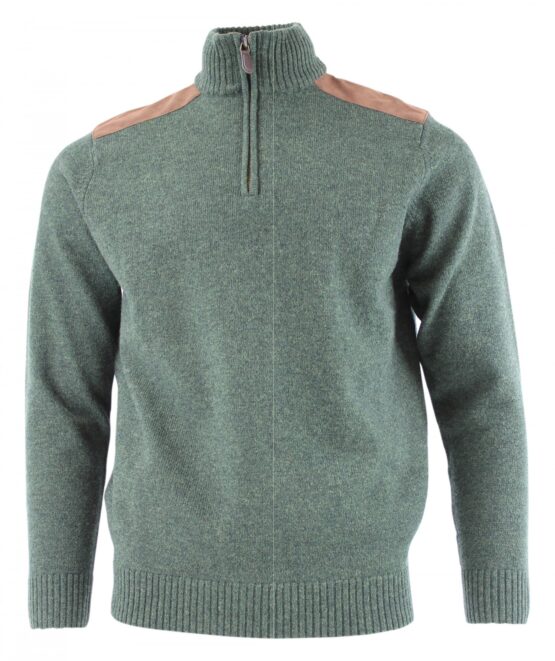 Viyella Pullover, Zipp Neck Green