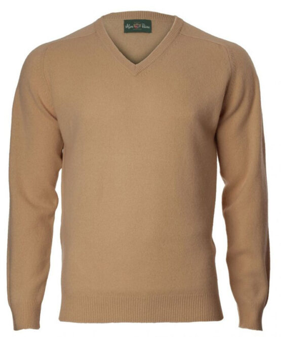 Alan Paine Lamswol Pullover V-hals, Updated Fit - Camel - Afbeelding 4