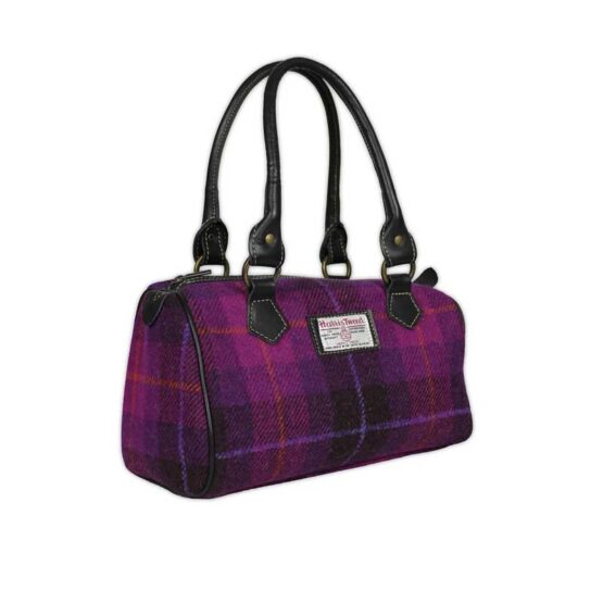 Harris Tweed Barrel Bag Purple Check