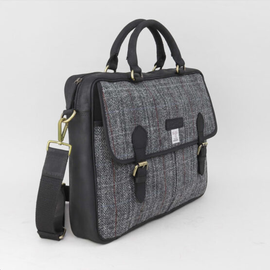 Grey Harris Tweed Briefcase - Afbeelding 2