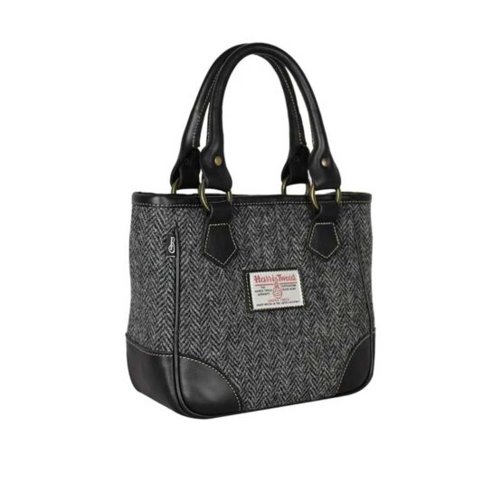 Harris Tweed York Handbag Charcoal Herringbone