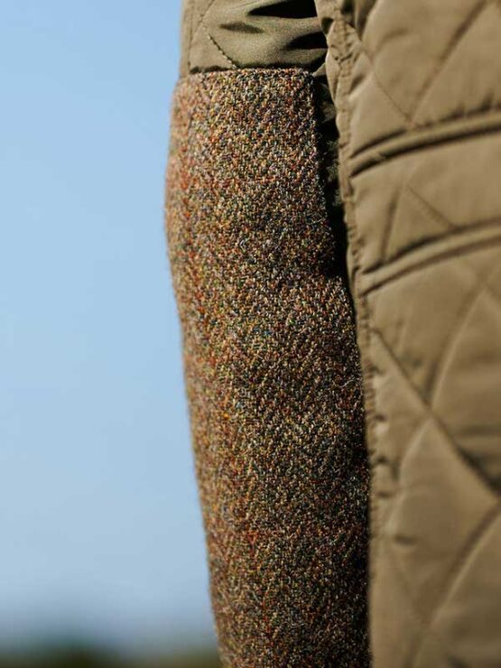 Wellington, Harris Tweed damesjas gesteppt met Polarfleece Olijfgroen - Afbeelding 3