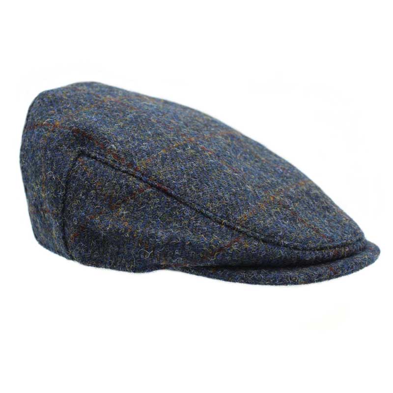 Harris_tweed_Flat_cap_Steel_Blue_Check