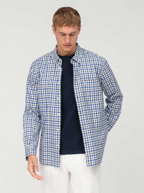 OLYMP_Casual_Flannel_Blauwe_Ruit