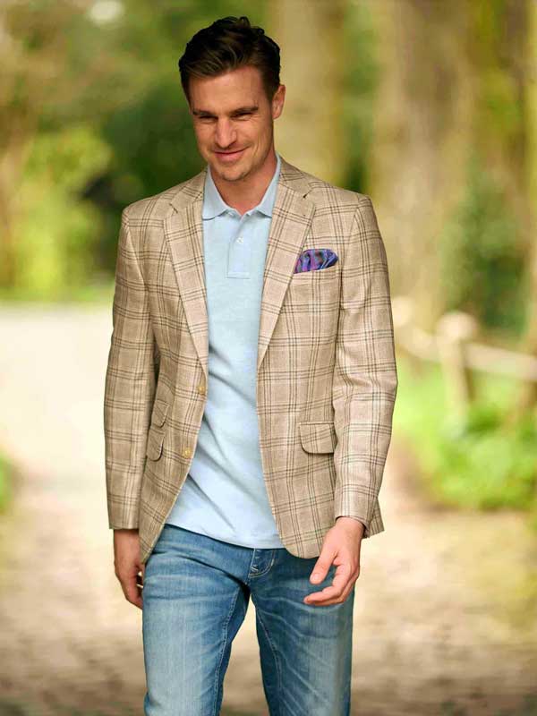 Zijden Zomer Jasje London In Light Glencheck