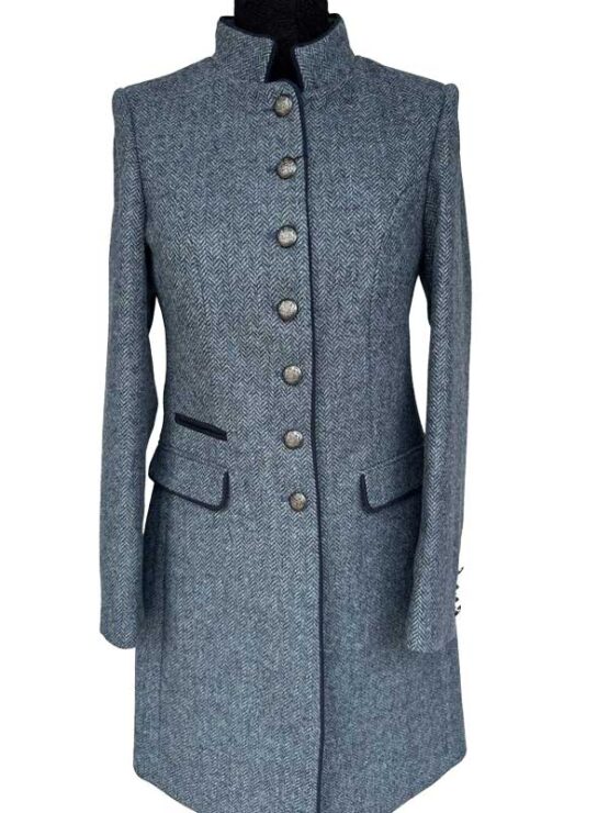 Tweed Jacket Millie Steel Blue Herringbone