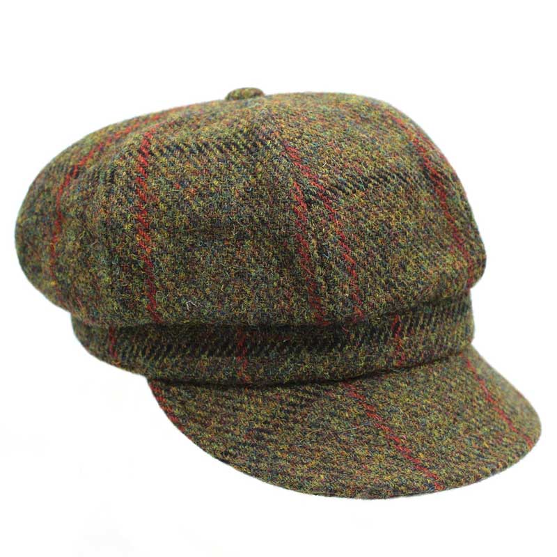 Harris_tweed_Ladies_cap_Green_Check