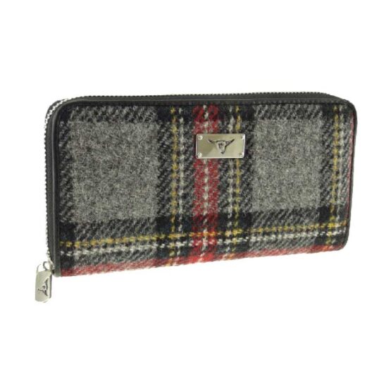 Harris Tweed Purse Grey and Red Tartan