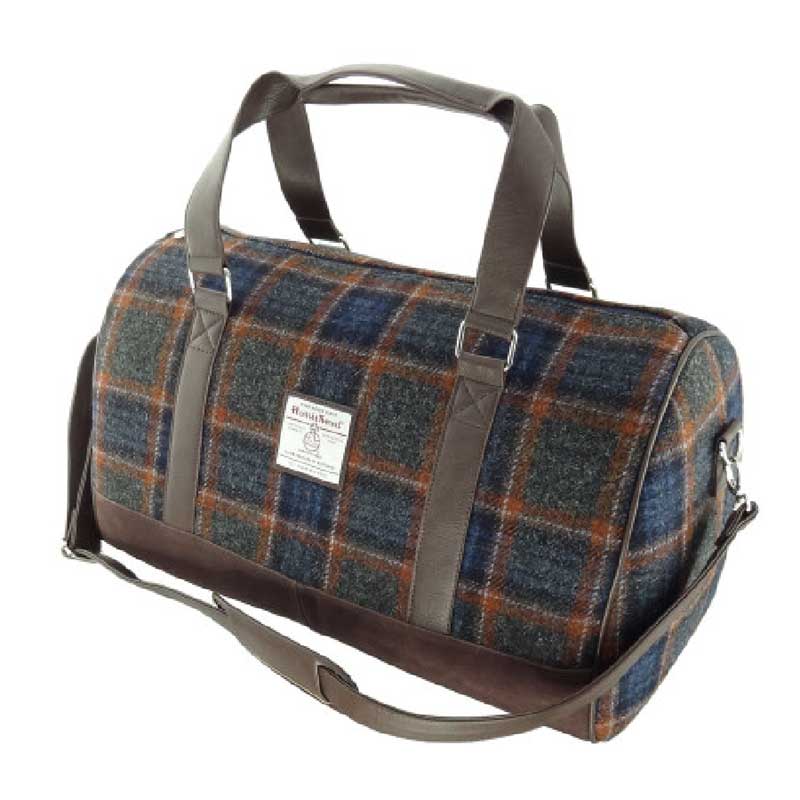 Harris_Tweed__Clyde__Weekend_Bag_in_Grey_with_Rust_Overcheck