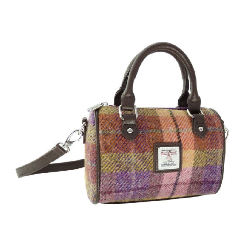 Harris_Tweed__Kilbride__Mini_Bowling_Bag_in_Peach_and_Purple_Tartan