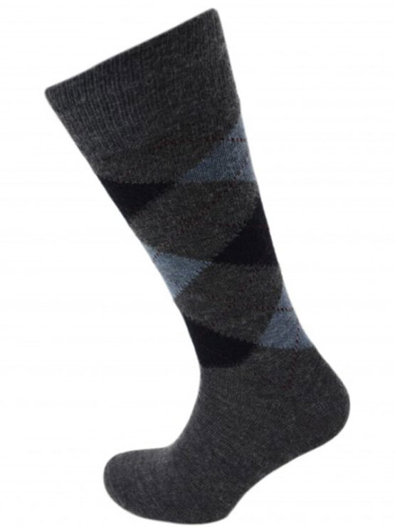 Viyella Argyle Socks Long One Size Mid grey