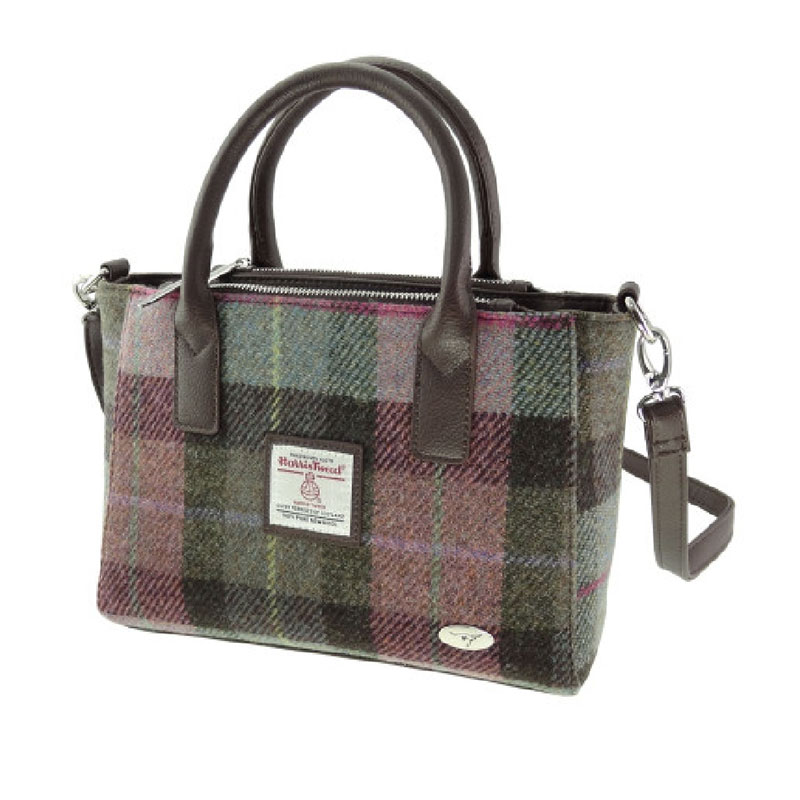 Harris_Tweed__Brora__Small_Tote_in_Muted_Green___Purple_Tartan