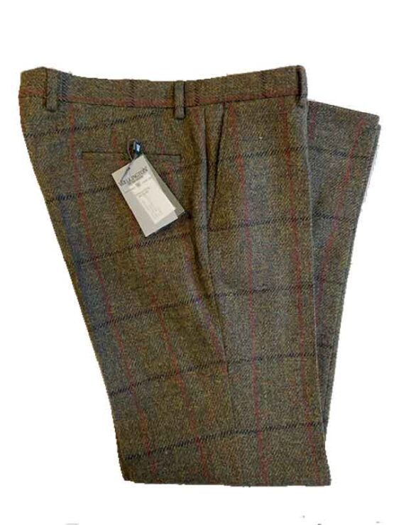 Harris Tweed Pantalon Green Overcheck 633