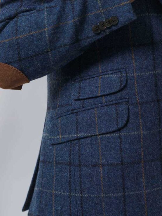 Harris Tweed Jacket Blue Overcheck 618 - Afbeelding 4