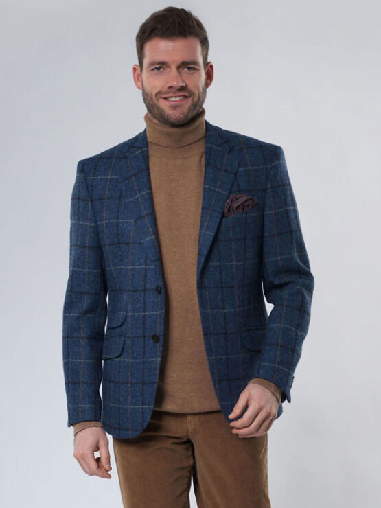 Harris Tweed Jacket Blue Overcheck 618 - Afbeelding 5