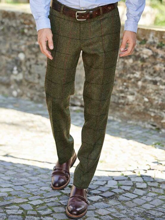 Harris Tweed Pantalon Green Overcheck 633