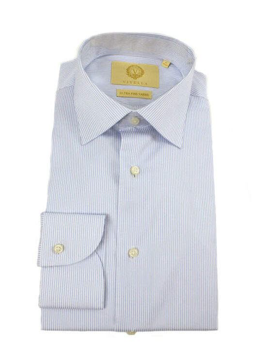 Viyella Blue Hairline Stripe Tailored Fit Cotton Formal Shirt