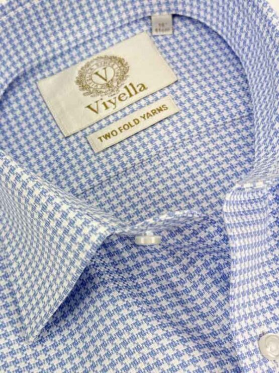 Viyella Textured Check Houndstooth Ultra Fine Two Fold Cotton Shirt