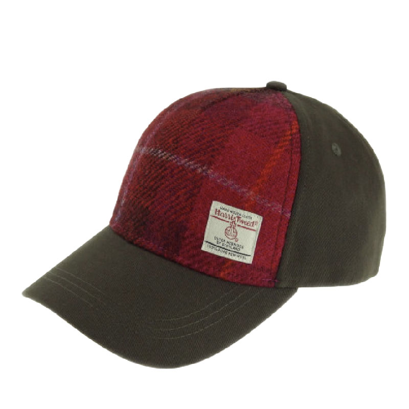 Baseball_Cap_with_Harris_Tweed_in_Deep_Pink_Tartan