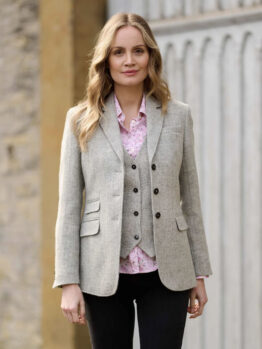 Harris tweed Dames Jasje light grey twill 602