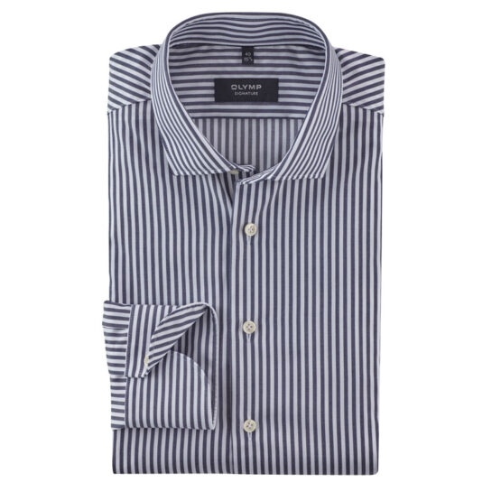 OLYMP SIGNATURE, tailored fit, Wit Blauw Gestreept